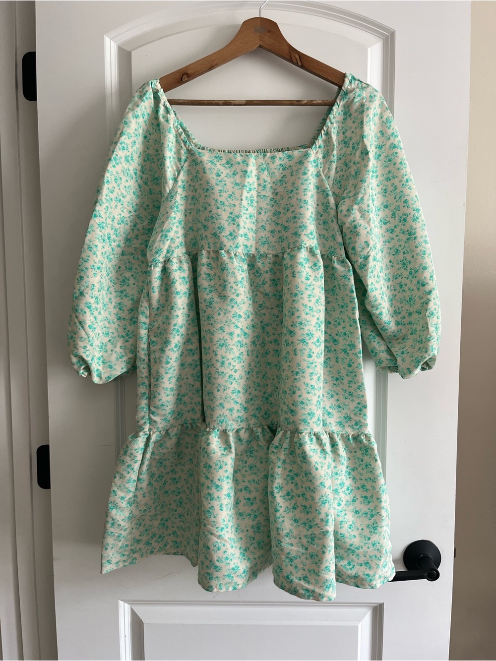 Levi’s Teal Floral Sleeve Dress Sz M